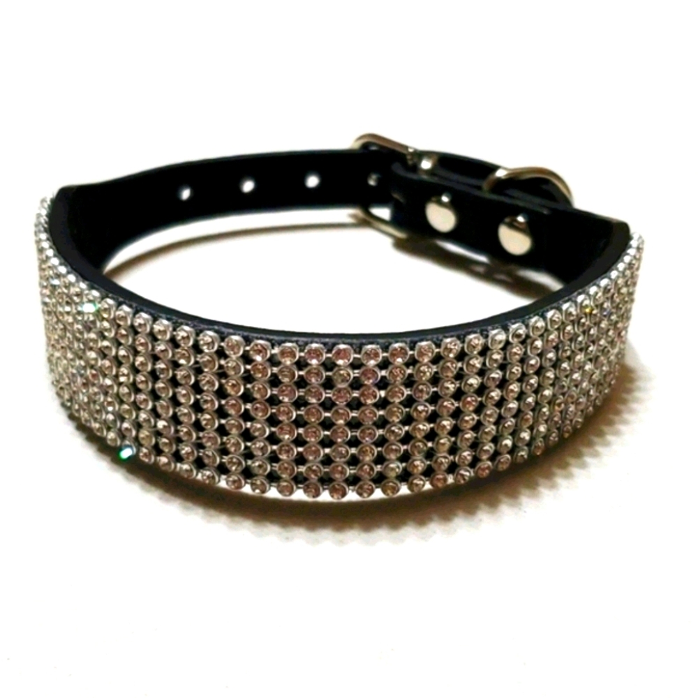 Dog Collar Black w/ K-9 Diamonds